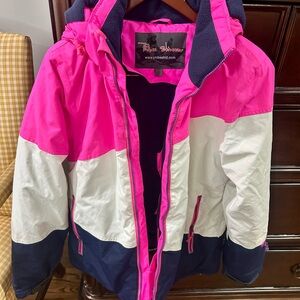 Pink Platinum Kids Puffer Jacket - Pink, White, and Navy